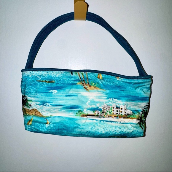 Vintage 90s Y2K Tropical Hawaiian Print Canvas Handbag - Picture 3 of 7